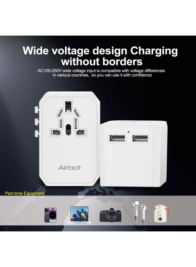 Airbot Universal Travel Plug Adapter 45W, International Travel Worldwide Multi Adapter with USB + Type-C PD, Power Socket Charger for Multi Countries - Image 2
